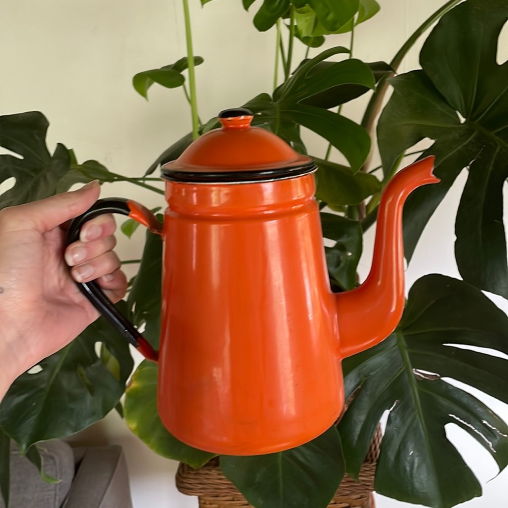 vintage orange kettle